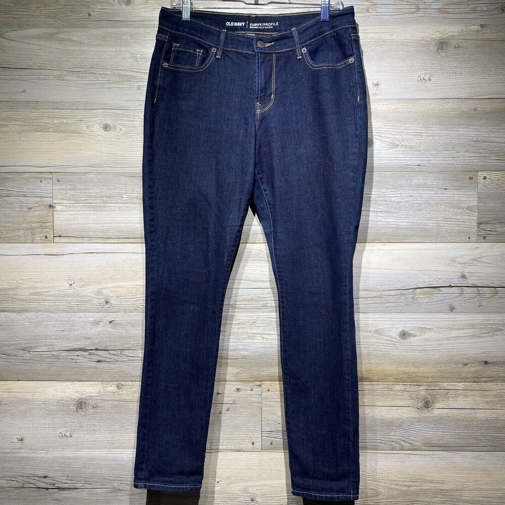 Old Navy Curvy Mid-Rise Skinny Jeans Size 8 Short W30 L29 Dark Wash Blue Stretch